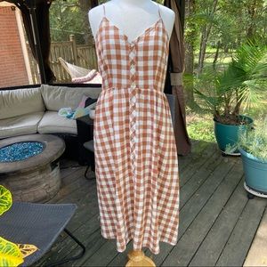 Gingham check midi dress